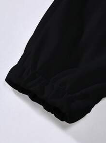 Manfinity LEGND Men's Letter Angel Print Drawstring Waist Pockets Casual Sweatpants, Men Street Wear Graphic Sweatpants, For Rave - Black - View 4