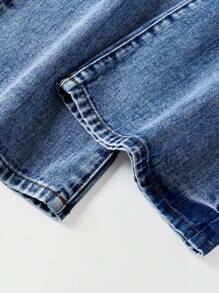 Jeans vaqueros de uso diario de cintura alta, pierna recta, estilo casualizado y vintage, con estampado lindo, para niñas preadolescentes
