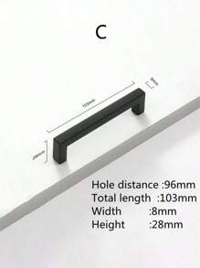 1pc Simple Quadrate Aluminum Alloy Black Brushed Furniture Cabinet Door Handles Drawer Knobs Glass Cabinet Wardrobe Door Pulls Furniture Handle Hardware - Multicolor - View 7