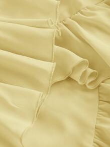 SHEIN MOD Vestido largo con volantes vintage romántico para mujer de talla grande, amarillo - Amarillo - Ver 3