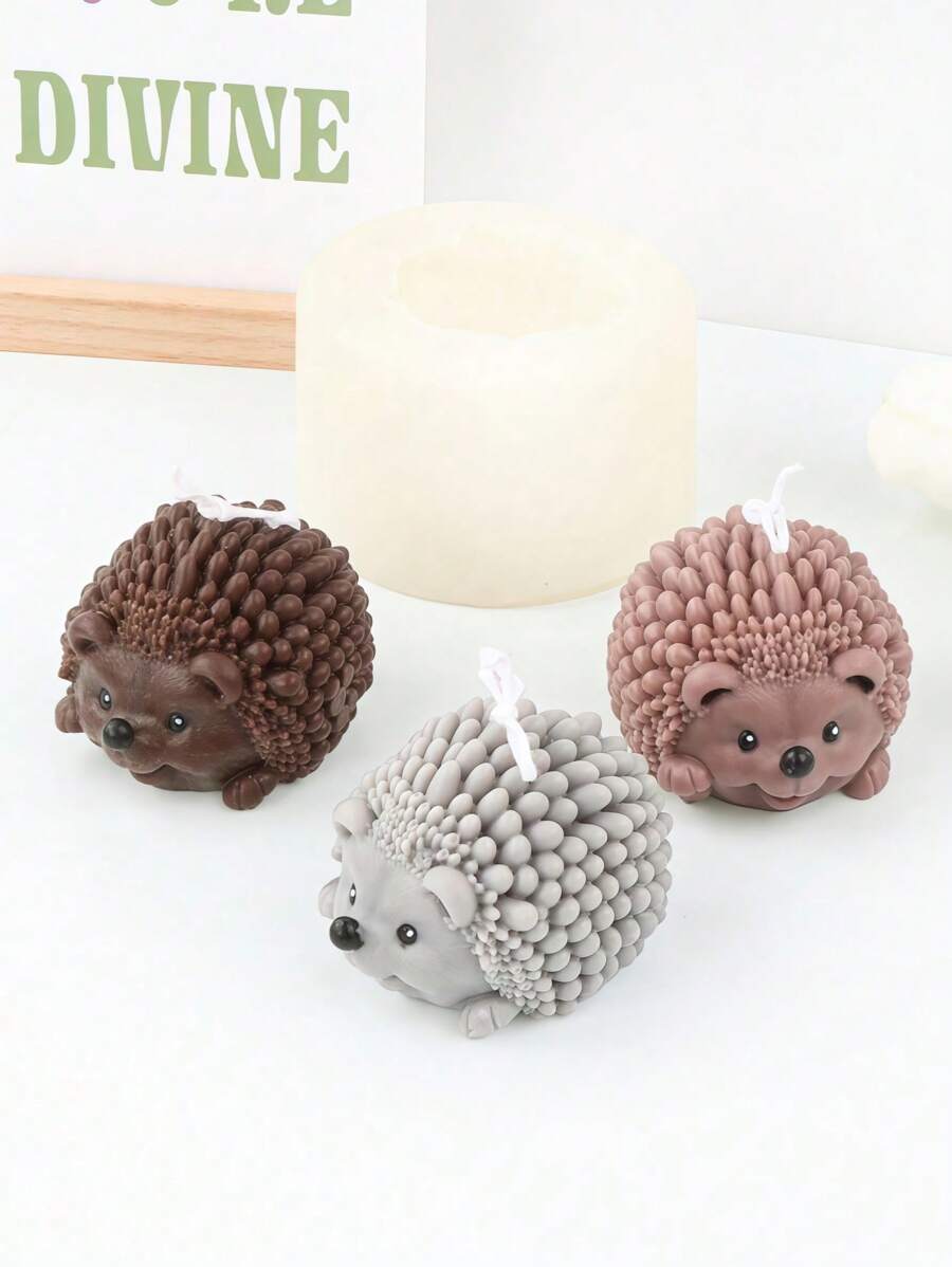 SHEIN 3D Hedgehog Candle Liquid Silicone Mold DIY Handmade Fragrant Soap Gypsum Clay Mold Creative Epoxy Resin Drip Craft Mold Home Decoration Ornaments Gifts
