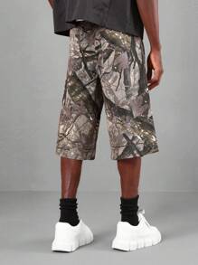 SUMWON 迷彩印花工装牛仔短裤战术户外狩猎徒步夏季休闲宽松多口袋街头服饰节日探险短裤 - 彩色 - 查看 4