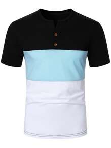 Manfinity Homme Áo thun nam tay ngắn cổ chữ V màu trơn đơn giản - Nhiều màu - Xem 2