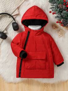 Baby Boys Casual Winter Thick Jacket - Red - View 7