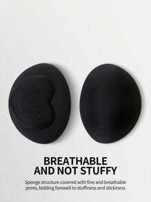 3cm Thick Invisible Lift & Enhance Bra Inserts Pads, Breathable Abalone Sponge Cup Lining - Black - View 2