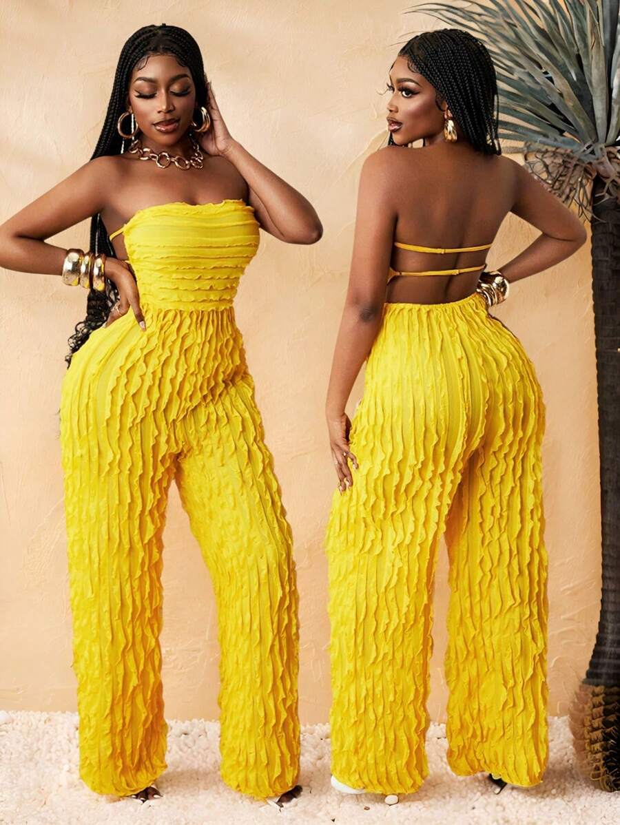 BamGleam Mono transparente sexy con pliegues de dibujo mecánico para mujer