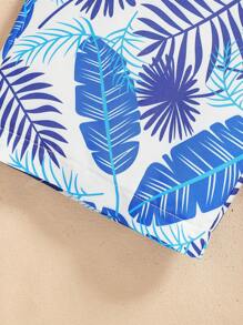 SHEIN 2pcs/Set Girls' Vacation Summer Beach Top With Cap Sleeves & Elastic Waist Wide Leg Pants Set, Suitable For Travelling & Holiday, Summer - Blue - View 6