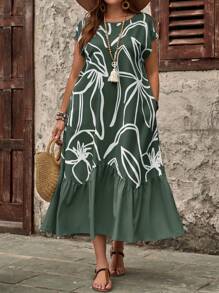 EMERY ROSE Vestido de manga corta sencillo de talla grande, moda para el verano