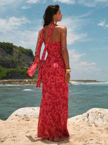 Opulessa 女式针织网眼印花修身连衣裙