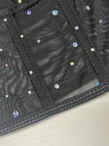 Glamine Charm Camisola corta de verano con chevron y adornos de pedrería - Negro - Ver 8