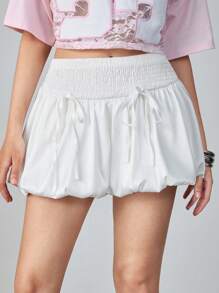 ROMWE Avant Women's Satin Sheen Ruffled Tie-Waist Mini Skirt, Summer - White - View 1