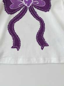 SHEIN Young Girl Casual Minimalist Round Neck Short Sleeve T-Shirt, Suitable For Summer