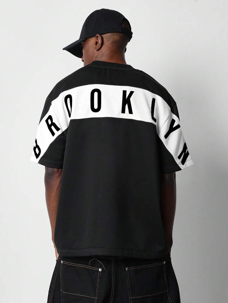 SUMWON Streetwear Brooklyn Urban T-Shirt Oversized Graphic Back Print Varsity Style Letters Athletic Cut Casual Fashion Downtown Crew Neck Jersey