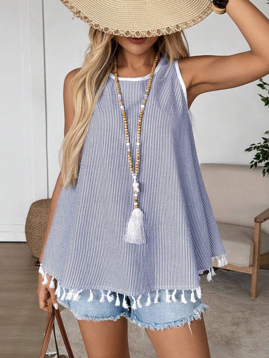 EMERY ROSE Women's Sleeveless Simple Fashion Tank Top, Suitable For Summer - Blue - View 1