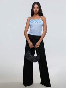 TRNVIE Women's Summer Fashion Solid Color Frill Trim Camisole - Blue - View 3