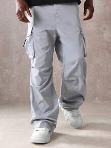 SUMWON Ultra-Wide Parachute Cargo Pants Performance Loose Fit Technical Streetwear Elastic Drawstring Festival Athletic Urban Fashion Bottoms