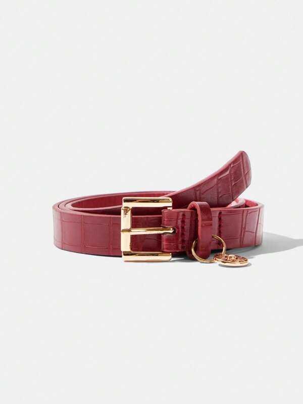 Maija 1pc Women's Red Fashion Belt, Suitable For Matching With Dresses