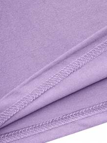 Maweii 加大码印有“如果上帝支持你，无论谁反对都没关系”字样的短袖春夏合版圆领女式T恤 - 淡紫色 - 查看 4