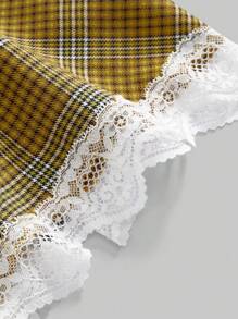 ROMWE Kawaii 女款 Y2K 学院风图案蕾丝吊带背心 - 黃色 - 查看 3