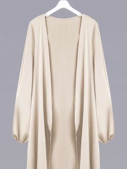 Al Najma Women's Elegant Solid Color Lantern Sleeve Arabic Abaya, Modest Robe