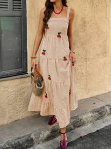 Breezaya Đầm dài thời trang phong cách nghỉ dưỡng cho nữ - Màu Khaki - Xem 4