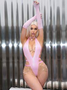 AltCore 3pcs Set Music Festival Sexy Cut-Out Back Chained Jumpsuit For Women