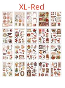 SHEIN 20 piezas Libro de pegatinas de decoración de papel japonés, libro de pegatinas de decoración para mascotas, pegatinas vintage para manualidades y decoración de scrapbooking - Multicolor - Ver 17