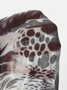 SHEIN Áo lưới mỏng in họa tiết động vật thời trang nữ - Nhiều màu - Xem 6