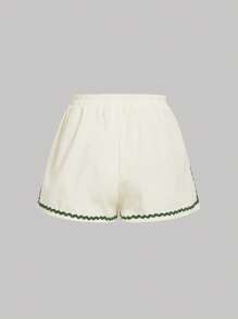 SHEIN MOD Wavy Pattern Floral Print Contrast Webbing Shorts, Vacation Wear,Summer/ Summer Outfits For Women,Vacation,Western,Boho,Graphic Shorts,Cottagecore,Brunch Outfits For Women,Tropical Vacation Woman Clothes