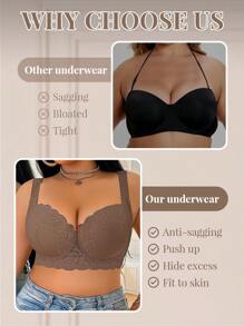 1 szt. Plus Size Lace Seamless Supporting Wireless Lingerie Biustonosz do podnoszenia i uwydatniania