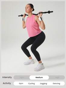 GLOWMODE Lightweight Quick-Dry Mesh Back Round-Neck Tank Top Medium Impact Running Jogging Training Gym Workout - Pink - View 6