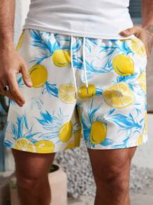 Manfinity VDAYZ Men's Lightweight Full Print Beach Shorts, Drawstring Waistband, Sports, Casual, Travel, Quick Dry, Summer, Lemon Typical Mediterranean Elements Men Swim Trunks Men Swim Trunks Men Swim Trunks Matching Men Two Pieces Summer Men Summer Outfits Two Pieces Swim Trunks Men Matching Men Swim Trunks Bathing Suit,Hawaiian