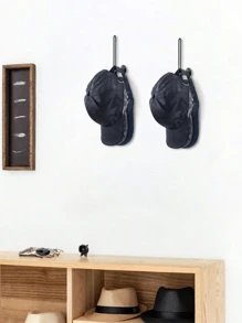 1pc L-Shaped Iron Wire Baseball Cap Holder Wall-Mounted Hat Rack Hat Organizer Room Decor Storage Organizer - Black - View 4
