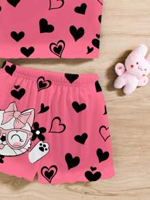 SHEIN Leap Crew Tween Girl Casual Minimalist Fitted Camisole Crop Top And Shorts Loungewear, Suitable For Summer - White - View 4