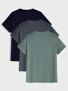 EURMUSE 100%Cotton Men's Basic Round Neck T-Shirt Set (Multiple Pieces) - Multicolor - View 2