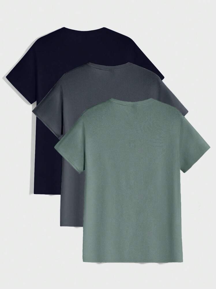 EURMUSE 100%Cotton Men's Basic Round Neck T-Shirt Set (Multiple Pieces) - Multicolor - View 2