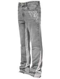 ROMWE MEN Grunge Punk Herren Destroyed Patchwork Schlagjeans (zufälliges Muster)