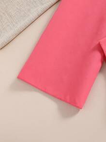 SHEIN Tween Girls Cap Sleeve Crew Neck Top & Solid Color Pants 2 Pieces Set - Hot Pink - View 6