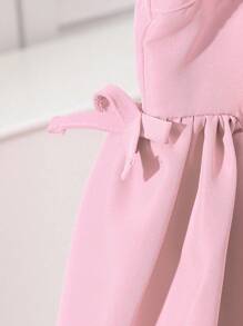 Summer Cute Sweet 3D Floral Sleeveless Dress For Young Girls, Girls 3D Cut Design Dress, Suitable For Garden, Casual Or School Wear - Baby Pink - View 5