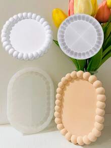 Egg-Shaped Bubble Cup Pad Cement Mold, Concrete Tray Storage Silicon Mold, Diy Jesmonite Resin Dish Mold - White - View 2