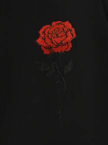 EURMUSE 棉质男士花卉印花口袋抽绳腰部休闲慢跑裤 - 黑色 - 查看 4