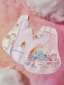 SHEIN X Care Bears 3件套0-3岁婴儿防水围兜，TPU材质，防护，防污，柔软轻便，可折叠便携，适合喂奶 - 彩色 - 查看 3