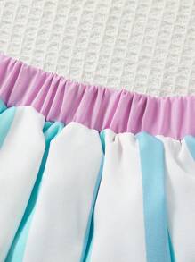 Baby Girls Bowknot Rainbow Stripe Tank Top And Skirt Set High Quality Stylish Infant Outfit Perfect For Summer Playdates And Occasions Comfortable Soft Fabric Cute Design For Toddler Girls - Multicolor - View 5