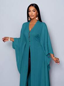 SOLERSUN Women's Loose Solid Color Casual Long Shirt For Summer/Spring - Teal Blue - View 6