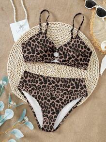 Set de costume de baie pentru fete adolescente, ocazional, simplu, măgulitor pentru siluetă și bikini, potrivit pentru vară