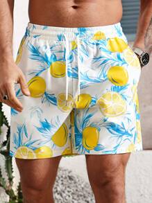 Manfinity VDAYZ Men's Lightweight Full Print Beach Shorts, Drawstring Waistband, Sports, Casual, Travel, Quick Dry, Summer, Lemon Typical Mediterranean Elements Men Swim Trunks Men Swim Trunks Men Swim Trunks Matching Men Two Pieces Summer Men Summer Outfits Two Pieces Swim Trunks Men Matching Men Swim Trunks Bathing Suit,Hawaiian
