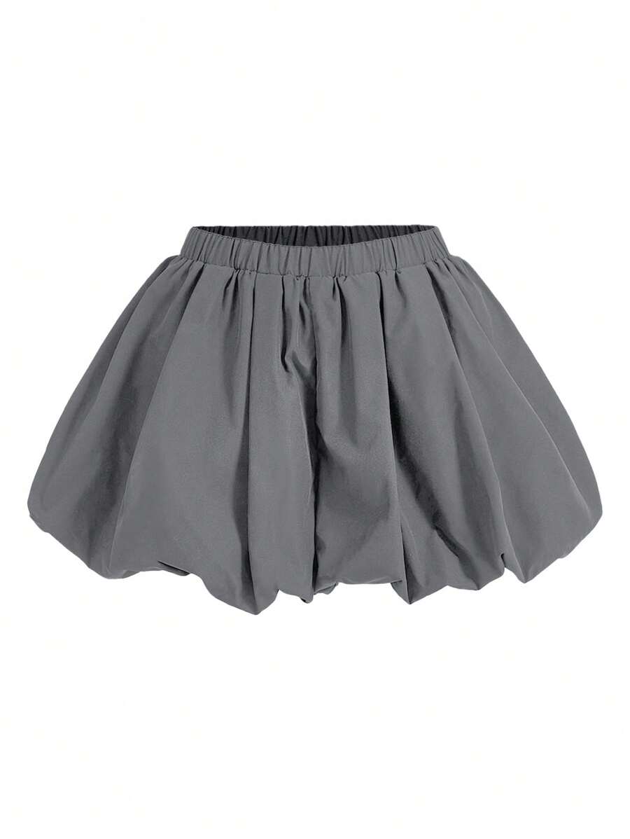 COSMINA 女士簡約純色日常氣墊短褲 - 灰色 - 查看 1