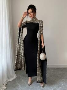 Rafferiza 女士长裙，适合夏季的简约时尚 - 黑色 - 查看 4