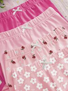 Set de 8 piezas de ropa interior tipo camiseta con estampado floral para niñas jóvenes - Multicolor - Ver 3