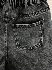 SHEIN Teen Boy Casual Fashion Snow Texture Loose Straight Leg Jeans For Teen Boy Clothes Boys Soft Dailywear And Teen Boy Summer And Spring Clothes - Black - View 4